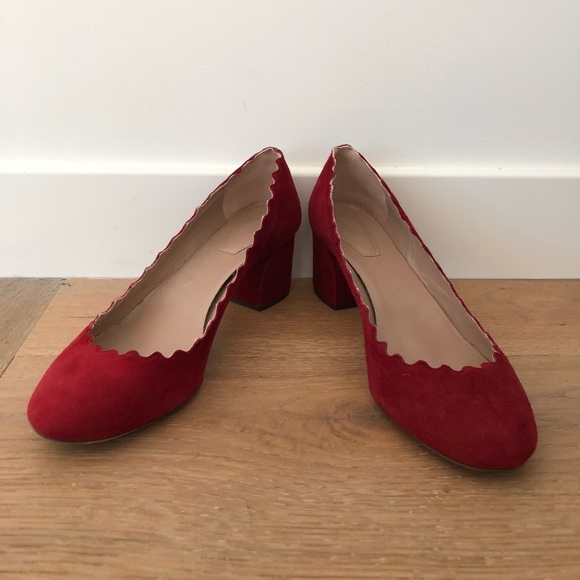 Chloe scalloped red suede Lauren heels - 38 - Picture 5 of 8